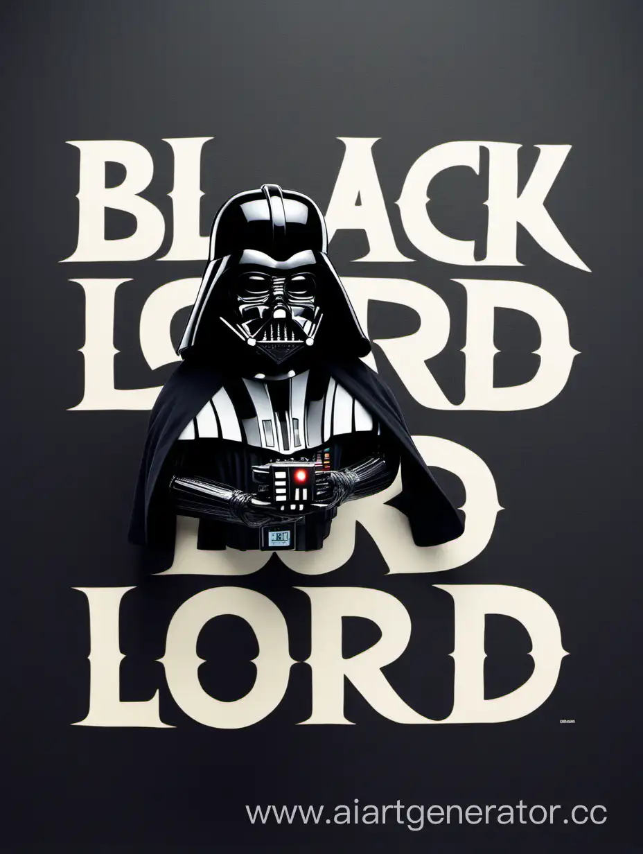 Напиши надпись black lord 700x700, шрифт звездных войн, рядом дарт вейдер