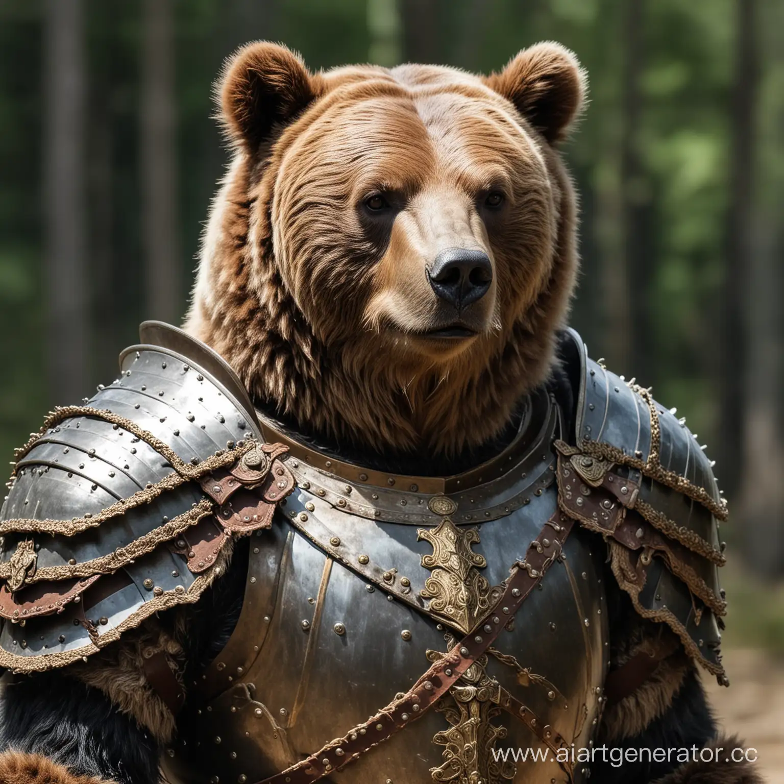 Majestic-Bear-in-Armor-Standing-Tall-in-Forest