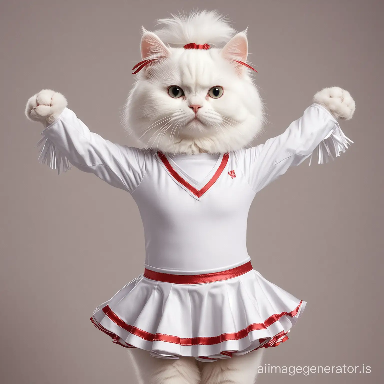 cute white cat cheerleader