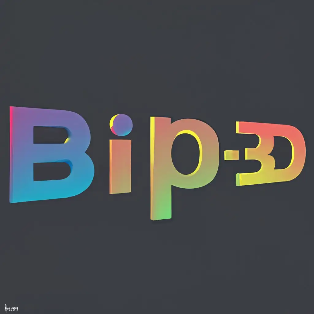 logo, 3D vision, with the text "BIP-3D", typography
