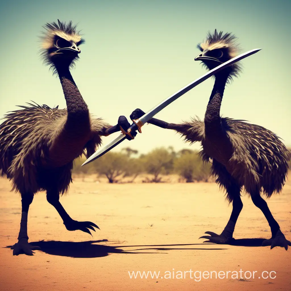 Emu sword fighting