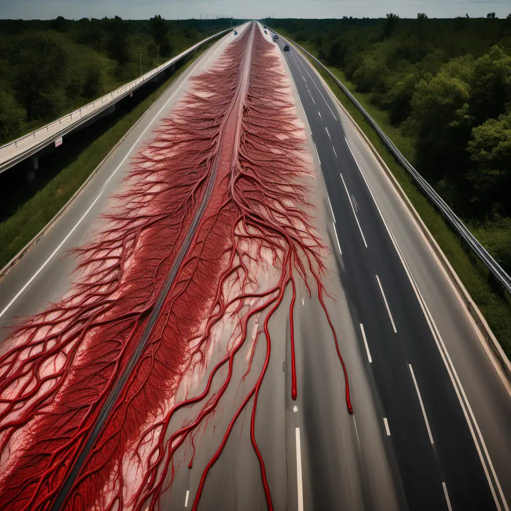 a blood vessel depicted as a highway