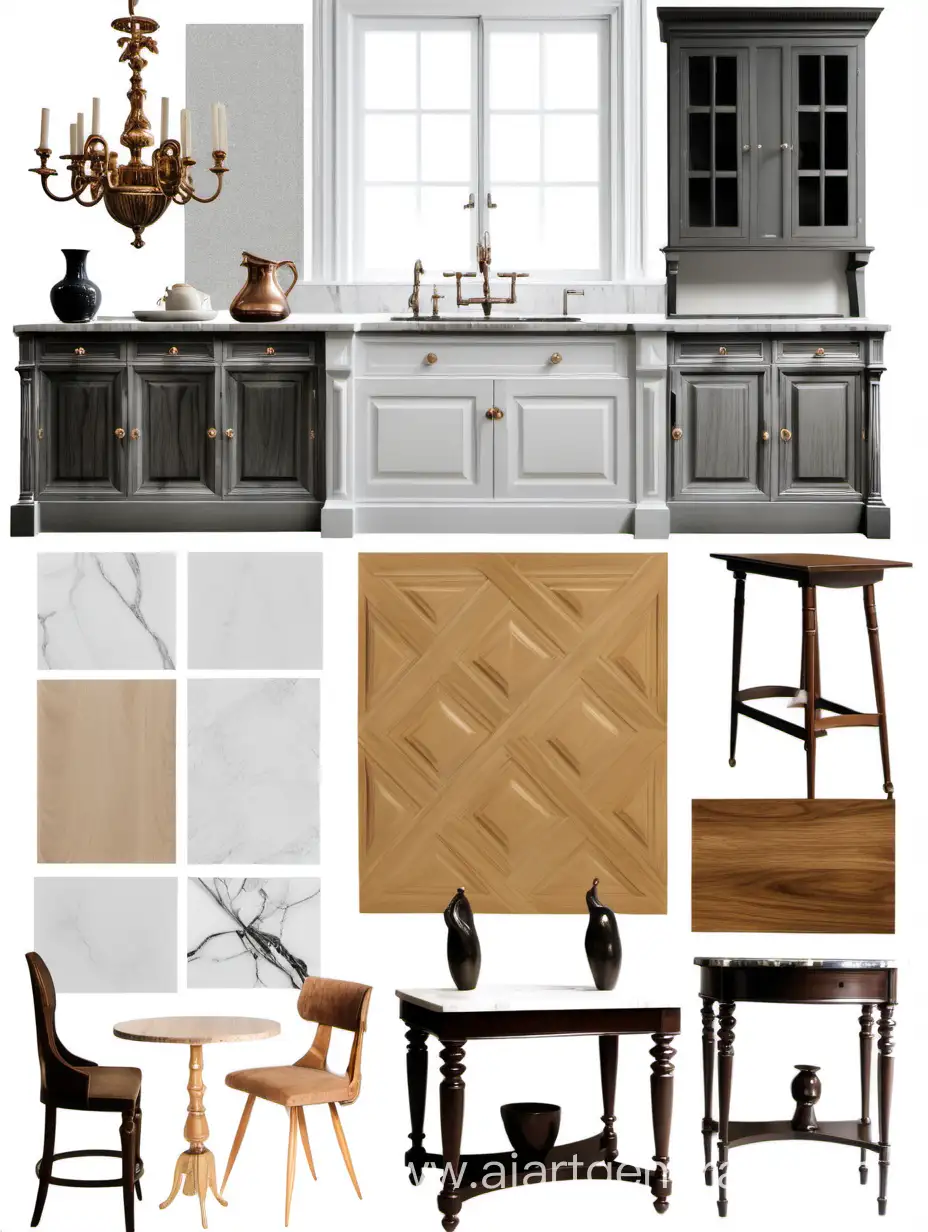 Classical-Kitchen-Interior-Design-Collage-Moodboard-with-Overlaid-Decor-Elements