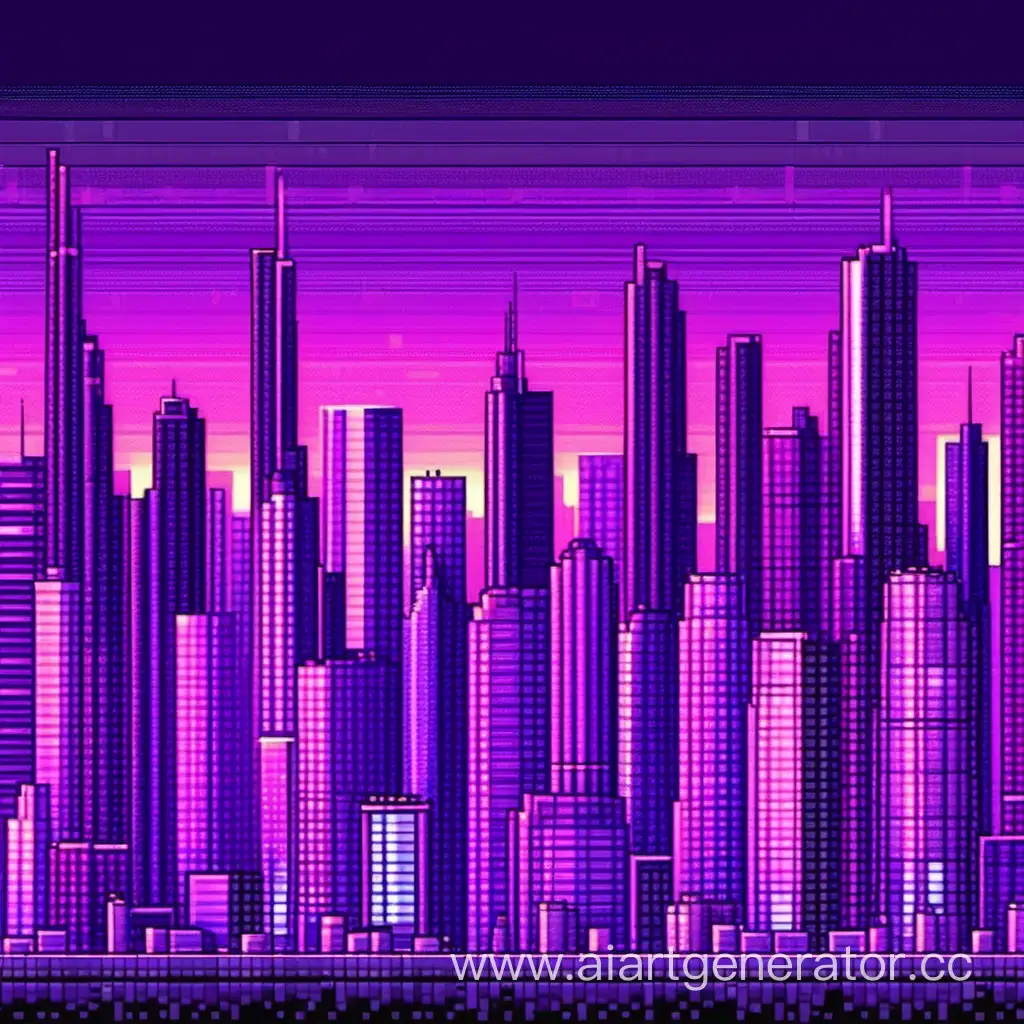 пиксельный фиолетовый город