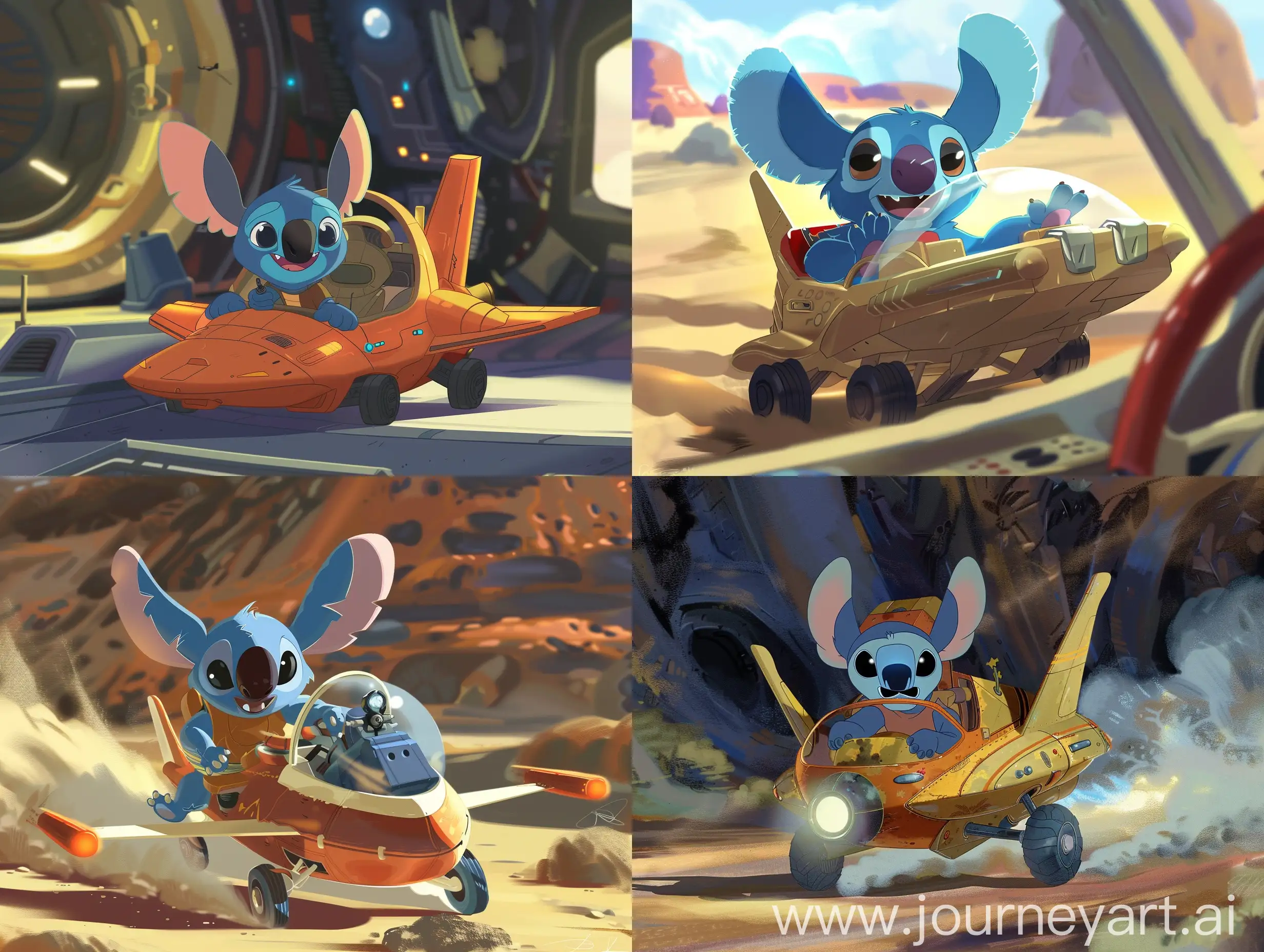 Stitch-Pilots-a-Small-Spaceship-in-Disney-Cartoon-Style