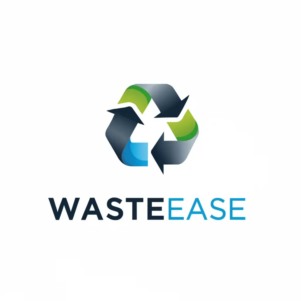 a logo design,with the text "Waste Ease", main symbol:3D Recycling icon,complex,clear background