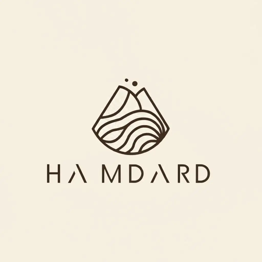 a logo design,with the text "hamdard", main symbol:Create a single symbol representing all Ayurvedic elements: Earth (mountain), Water (wave), Fire (flame), Air (swirl), Ether (space). Ensure simplicity and cohesion. Output in vector format.,Minimalistic,clear background