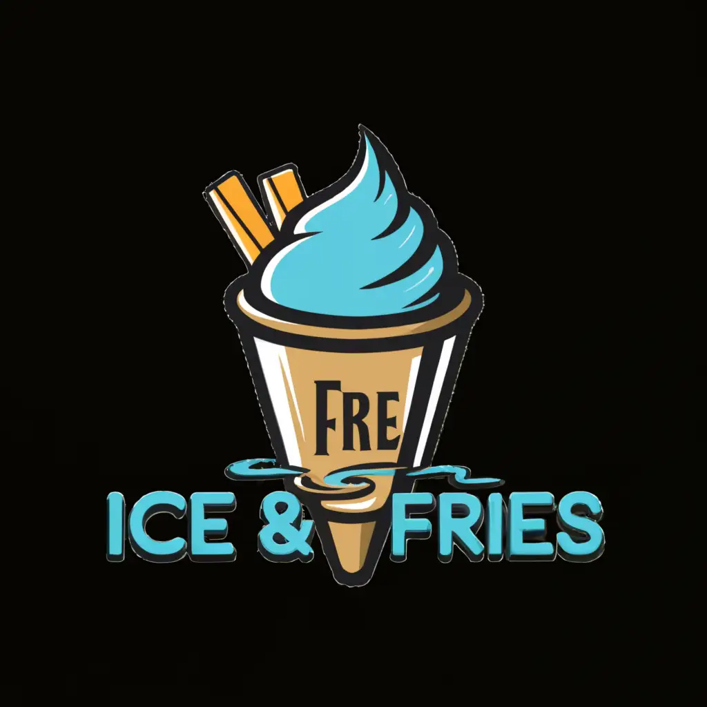 a logo design,with the text "ice & fries", main symbol:nitrogen icecream and fries,Moderate,clear background