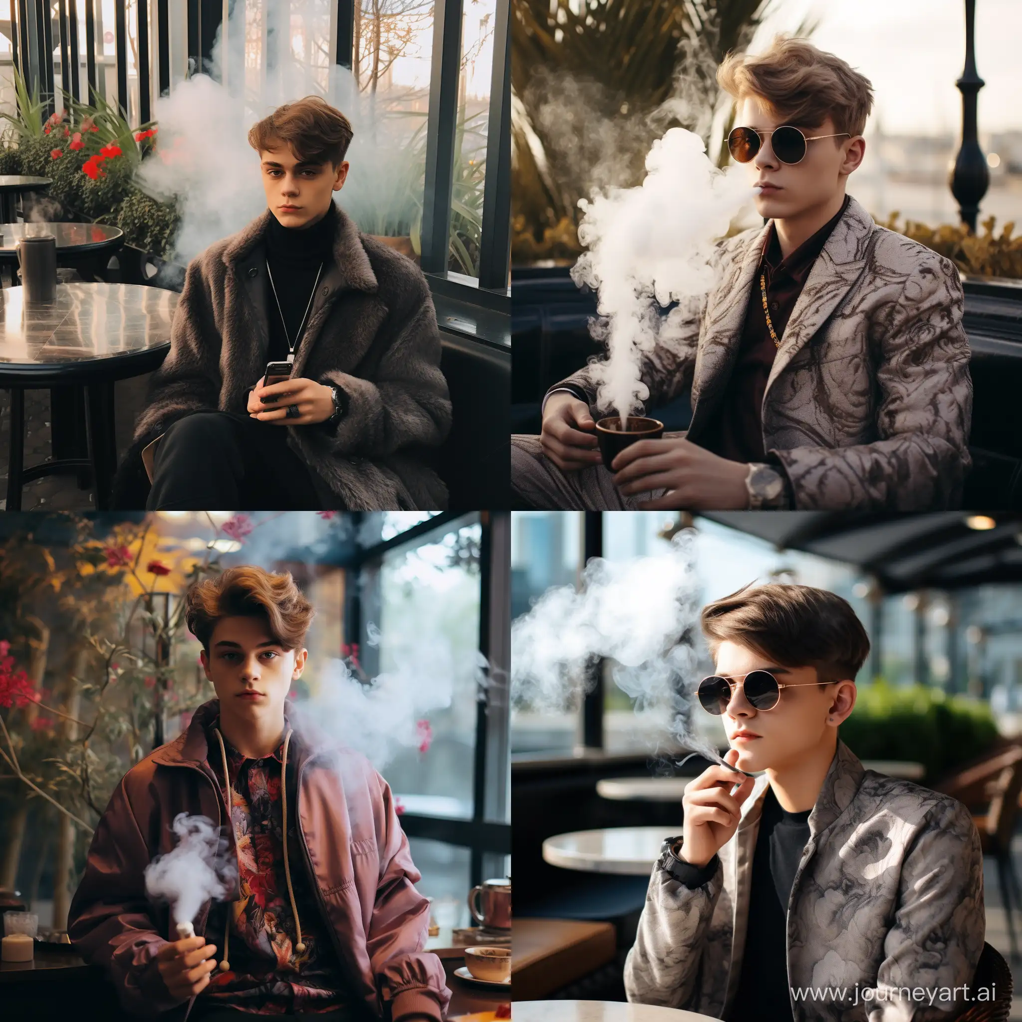 Александр Кощук курит вейп, он модный тинейджер
