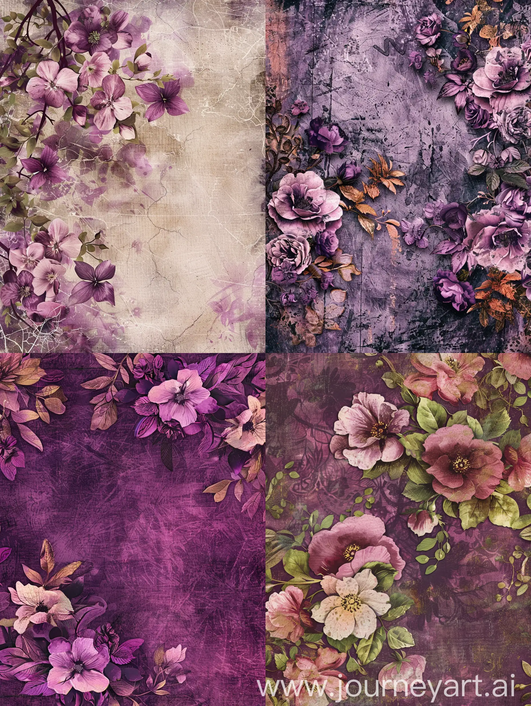 Floral, background ,beautiful, purple, Digital paper, Junk Journal, Decoupage Papers, Scrapbook Paper in Floral Vintage Style