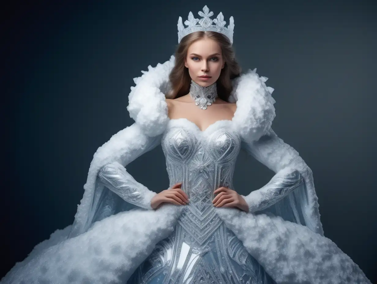 Ethereal Snow Queen in Ice Dress Enchanting Winter Fashion