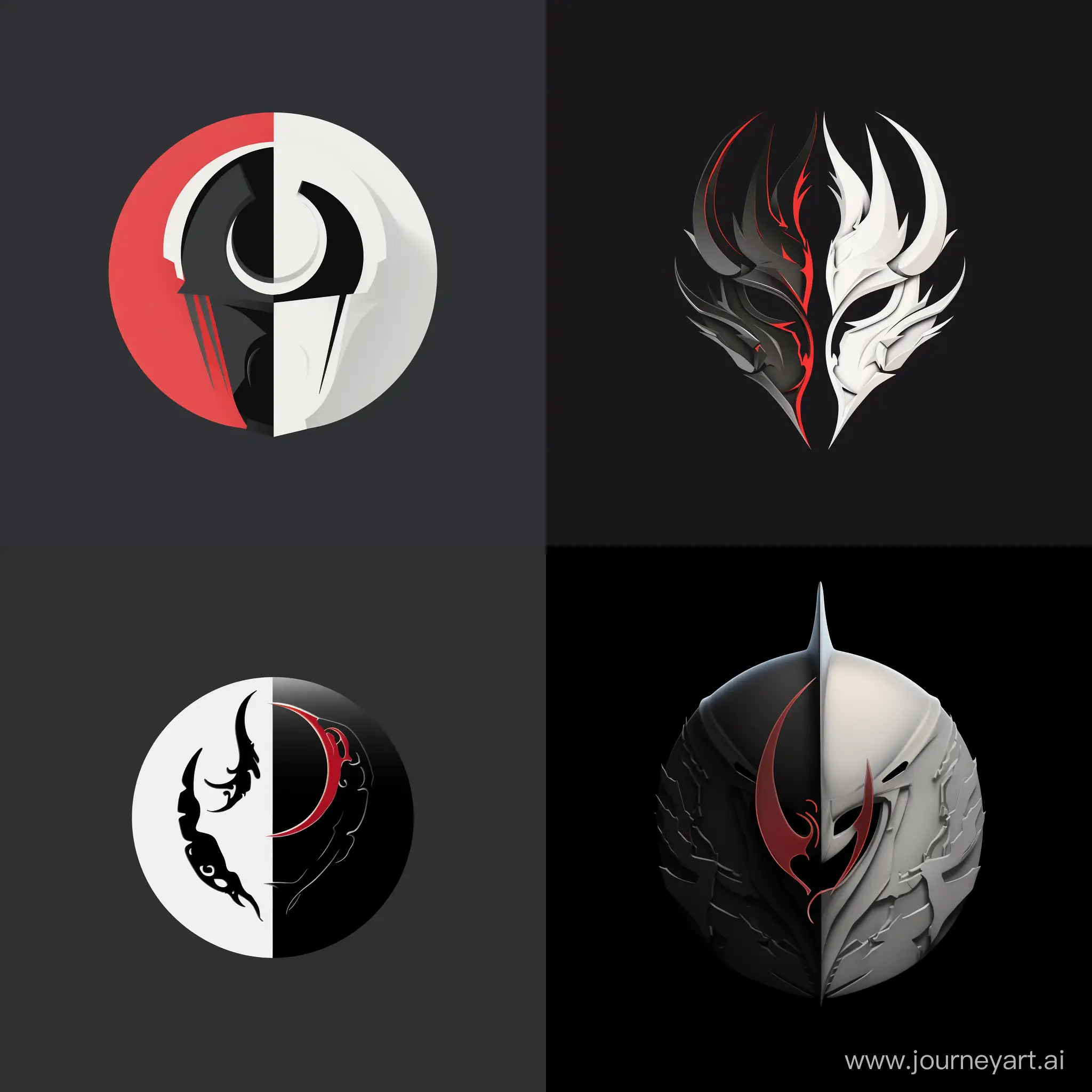 Инь-янь, логотип, белый рыцарь и черный рыцарь, минималим