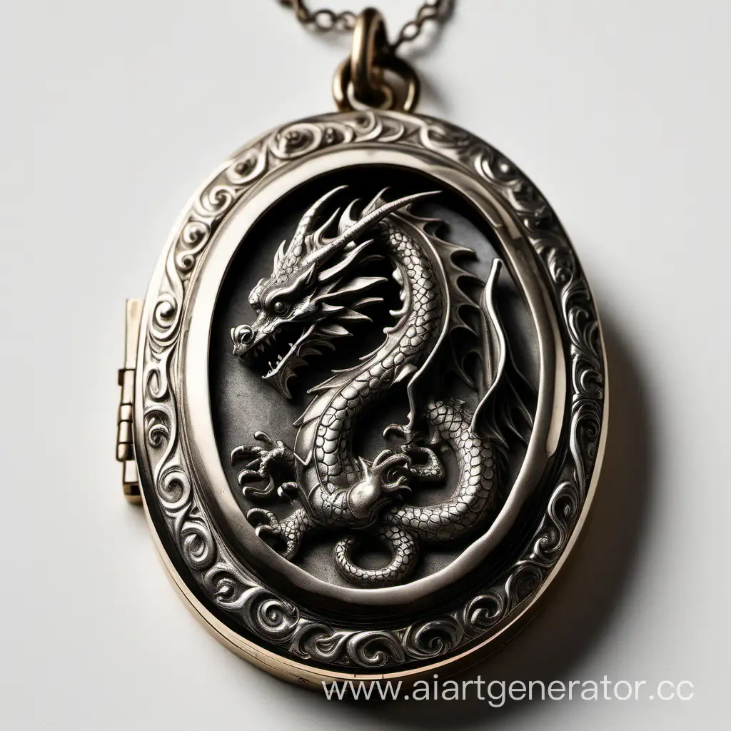 овальный медальон по периметру которого тянется барельеф с телом дракона, а в центре находится большой ключ