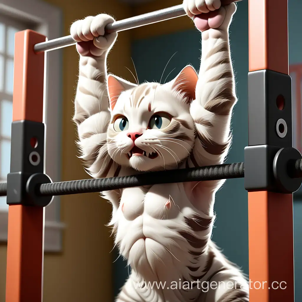 Adorable-Kitty-Engaging-in-Horizontal-Bar-PullUps