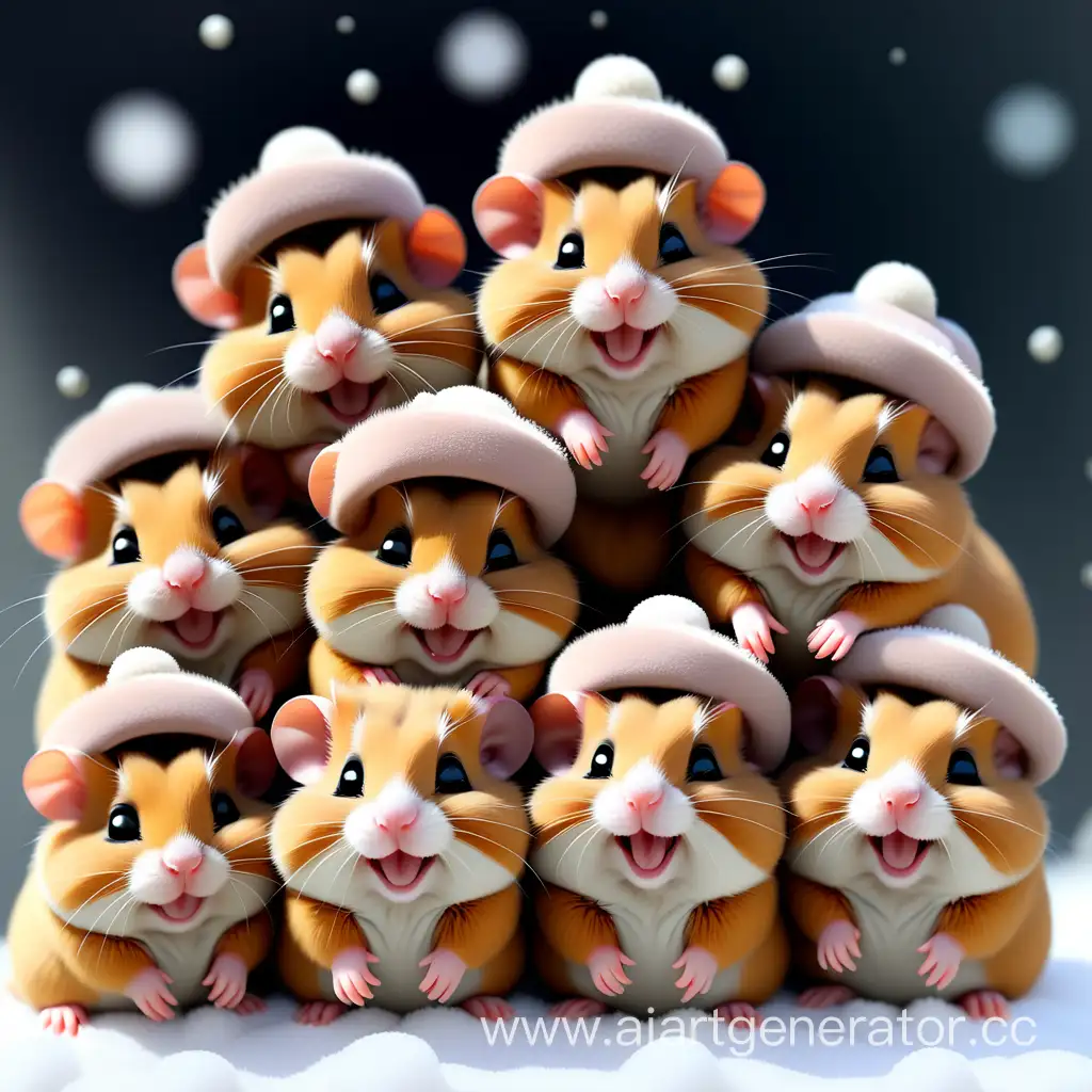 Happy-Hamster-Family-in-Winter-Wonderland