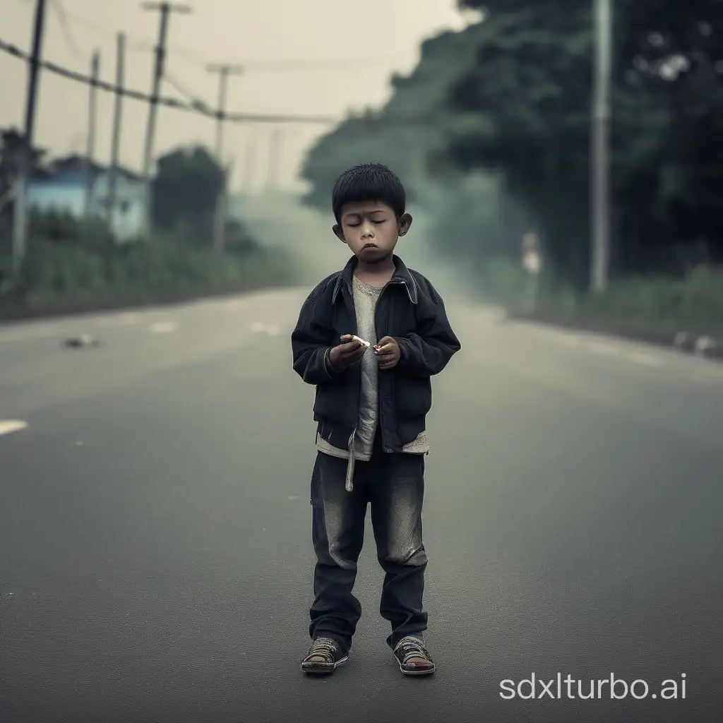 Lonely-Boy-Smoking-on-Roadside
