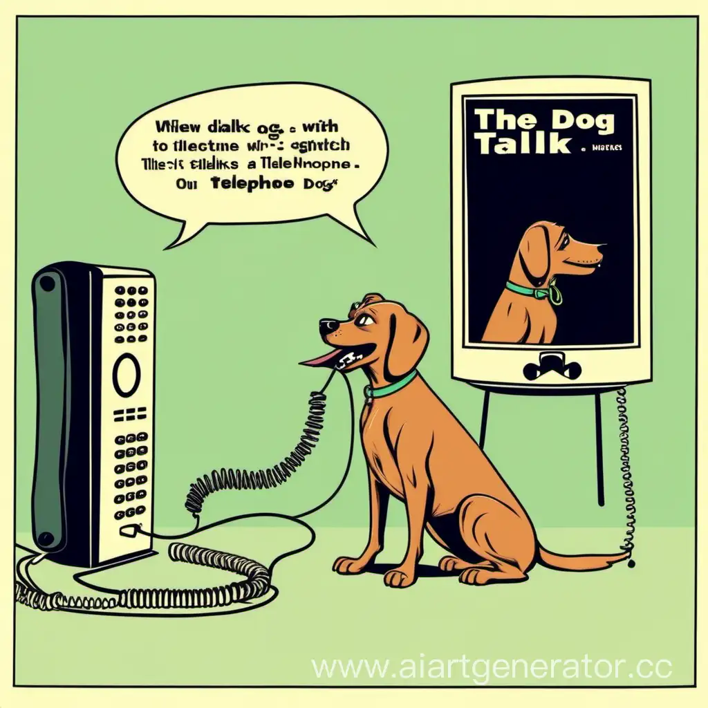 The dog talks with another dog on telephone