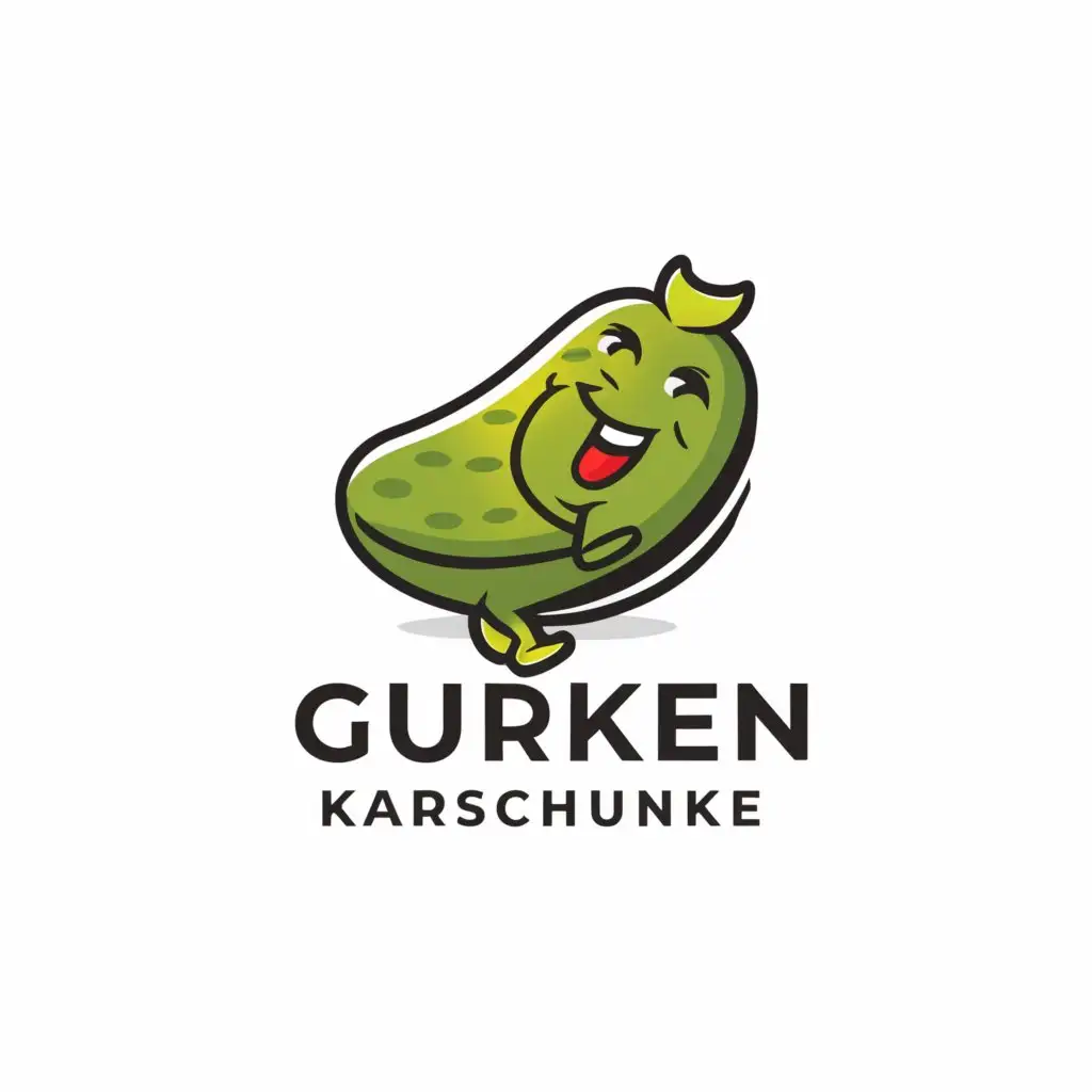 LOGO-Design-for-Gurken-Karschunke-Whimsical-Big-Cucumber-and-Youthful-Figure-on-Clean-Background