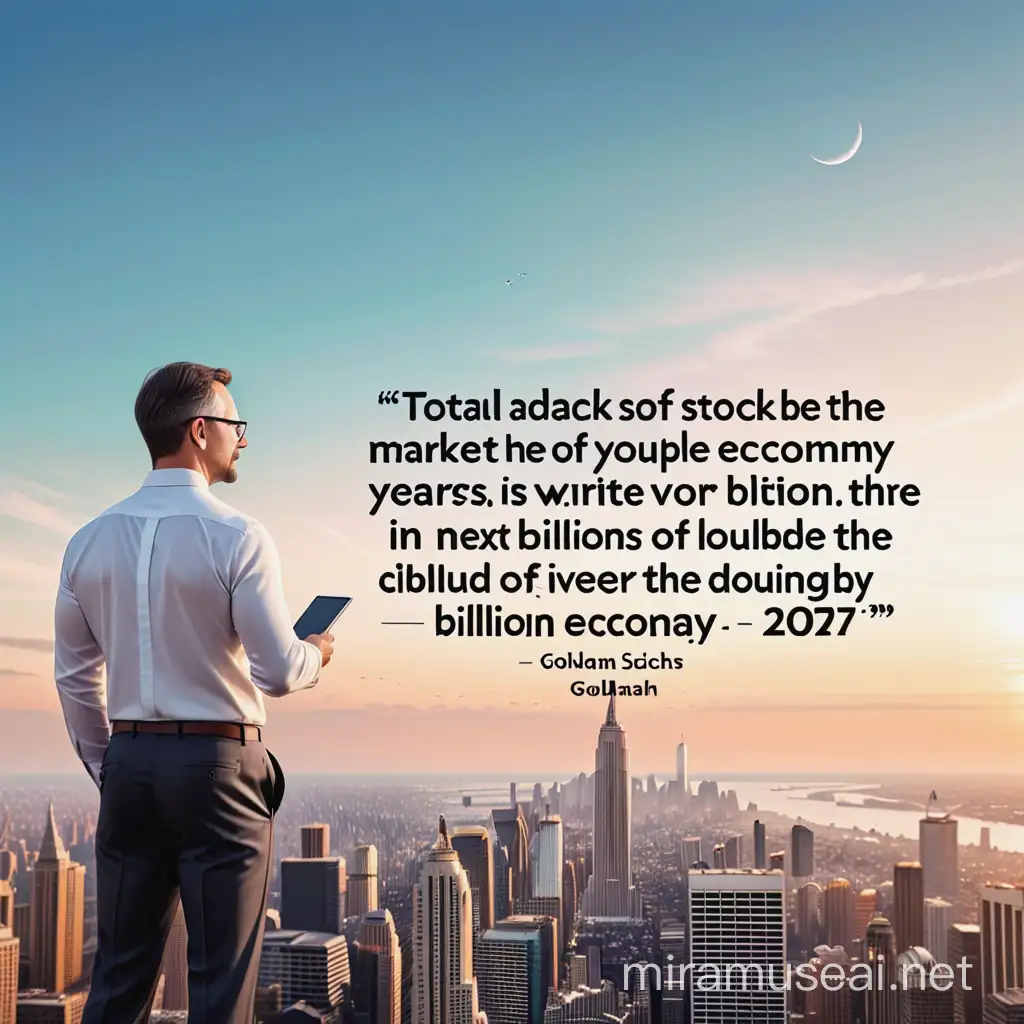 create a stock image related to this quote to write this quote Total addressable market of the creator economy could double in size over the next five years to $480 billion by 2027 from $270 billion today. 
- Goldman Sachs
