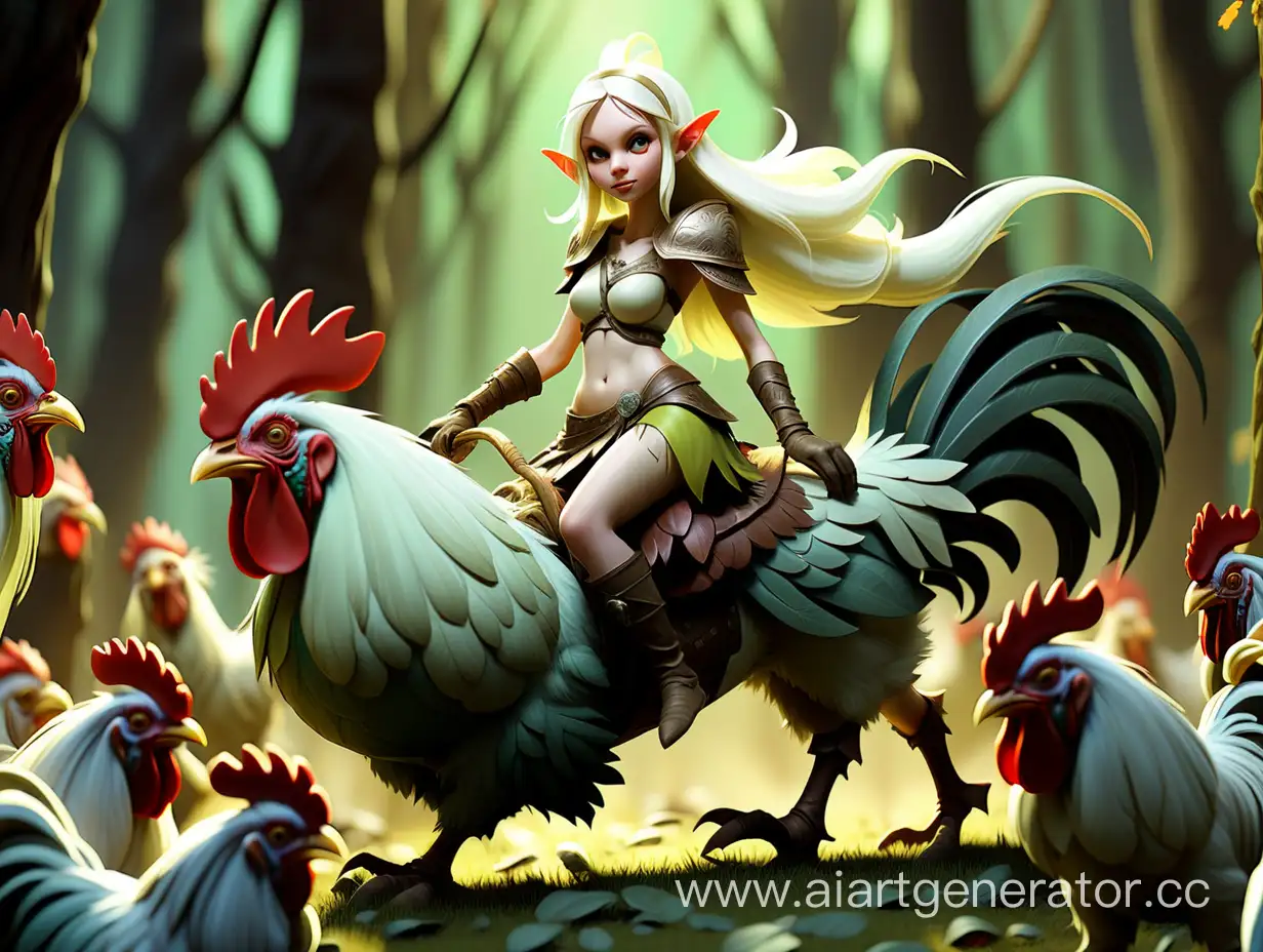 Enchanting-Light-Elf-Riding-a-Rooster-Through-the-Forest