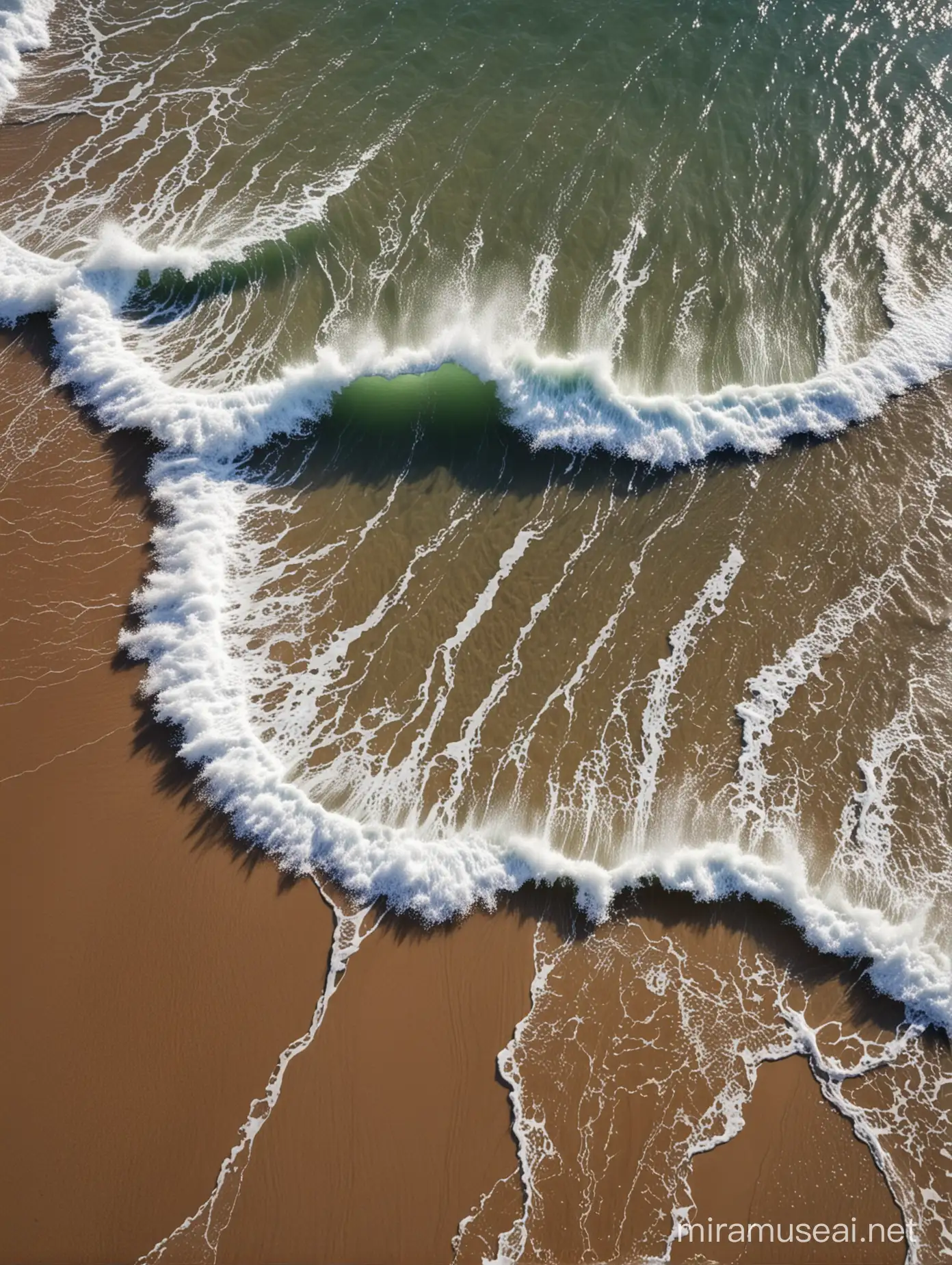 Top View of Eleonoras Beach with Black and White Waves