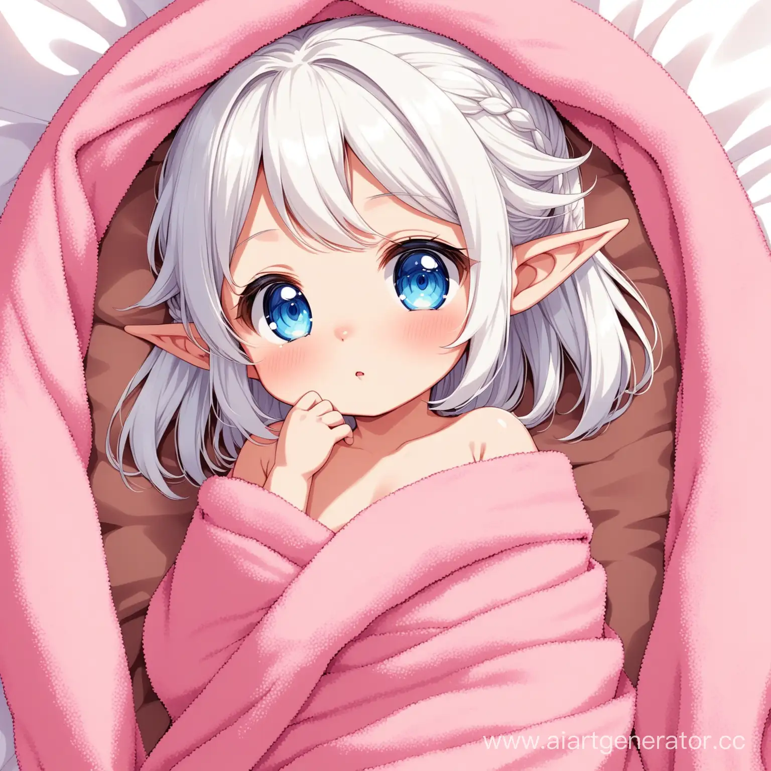 Anime-Newborn-Elf-Girl-Wrapped-in-Pink-Towel