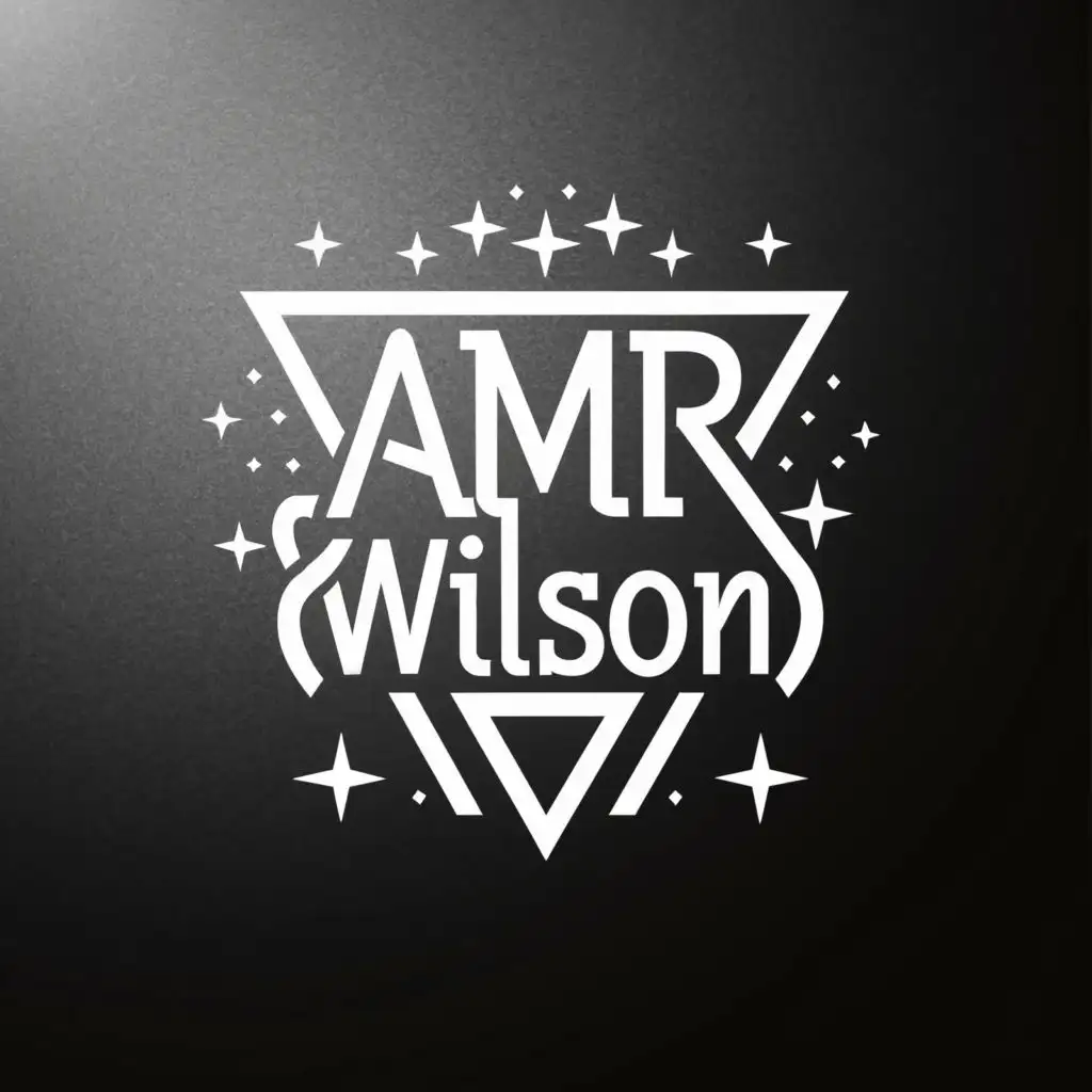 a logo design,with the text "Amir Wilson ", main symbol:White blade font bold in a shiny diamond with sparkles ,Moderate,clear background