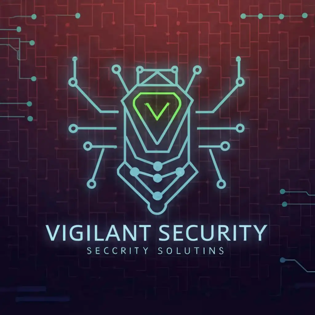 a logo design,with the text "Vigilant Security Solutions", main symbol:bugbounty with bug cyber,Moderate,be used in Technology industry,clear background