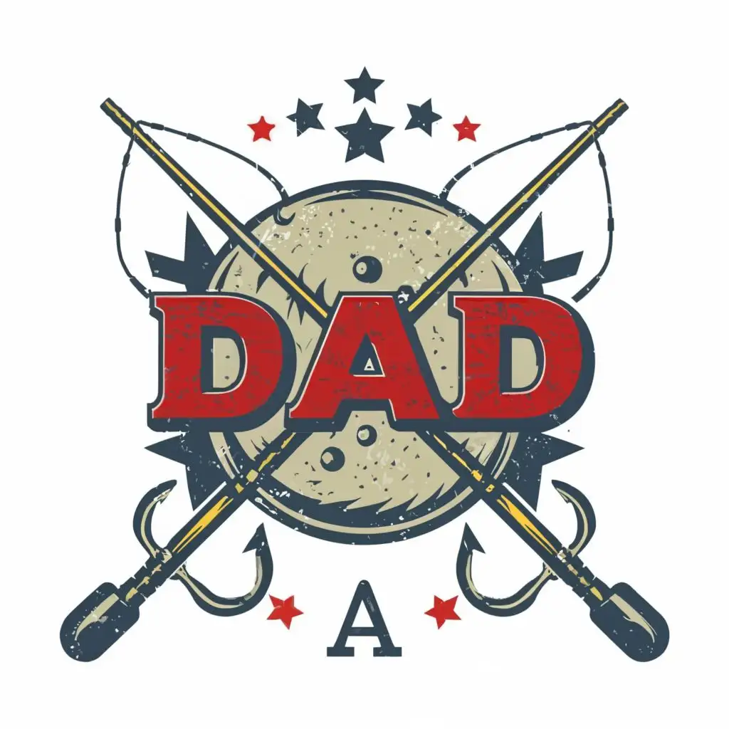 logo, logo, vintage fishing bobber ,Contour, Vector, White Background, highly Detailed, sharp outlined image, no jagged edges, vibrant colors, typography, with the text "DAD", typography