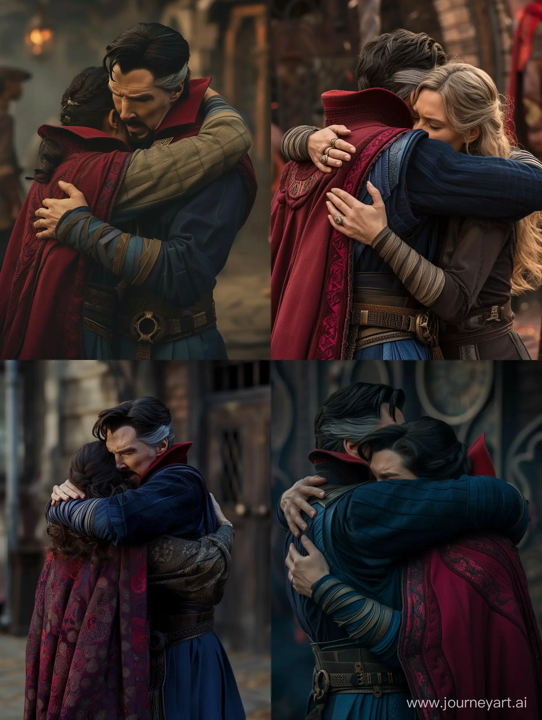 Doctor Strange hugging a woman