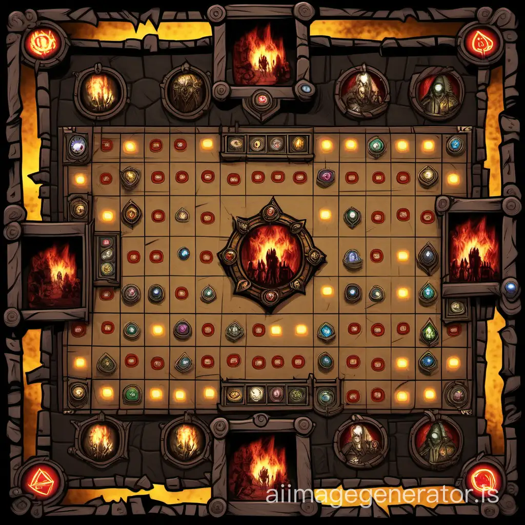 game board like hearthstone but in darkest dungeon style