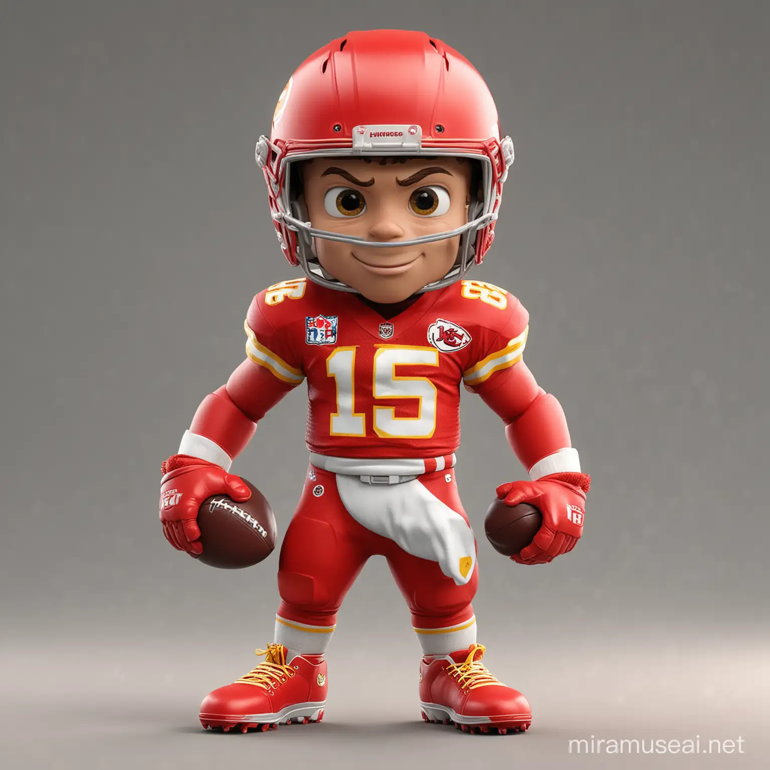 Adorable 3D Rendered NFL Player Patrick Mahomes LookAlike in Kansas City Chiefs Gear