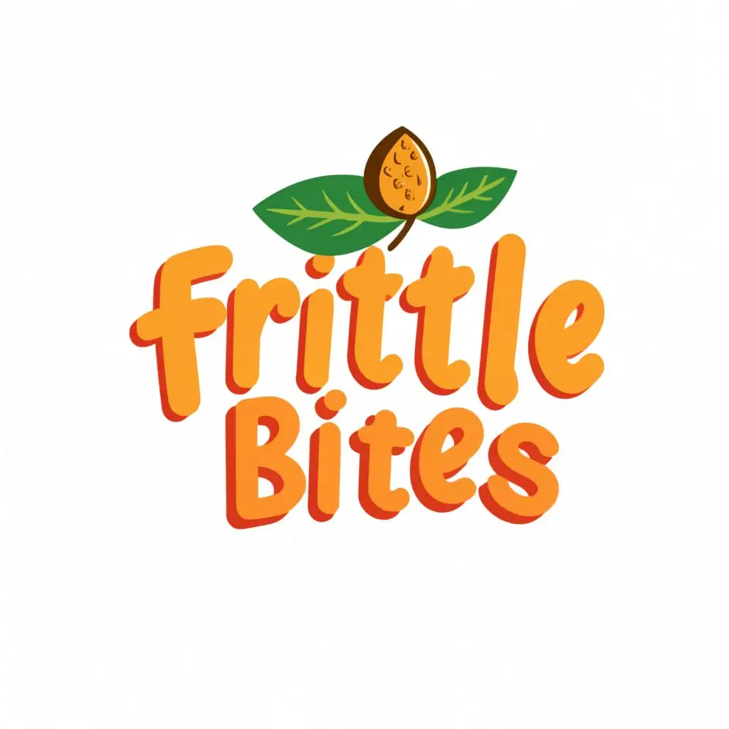 logo, image of small mango, with the text "Frittle Bites", typography