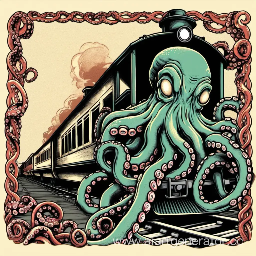 Colorful-Octopus-Riding-a-Train-Unique-Print-for-Merchandise