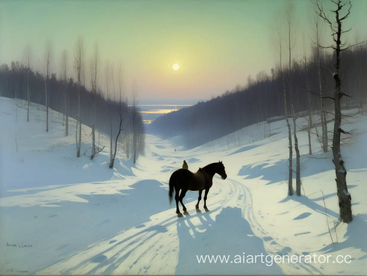 Winter-Scene-Horse-Carrying-Firewood-in-Frosty-Forest