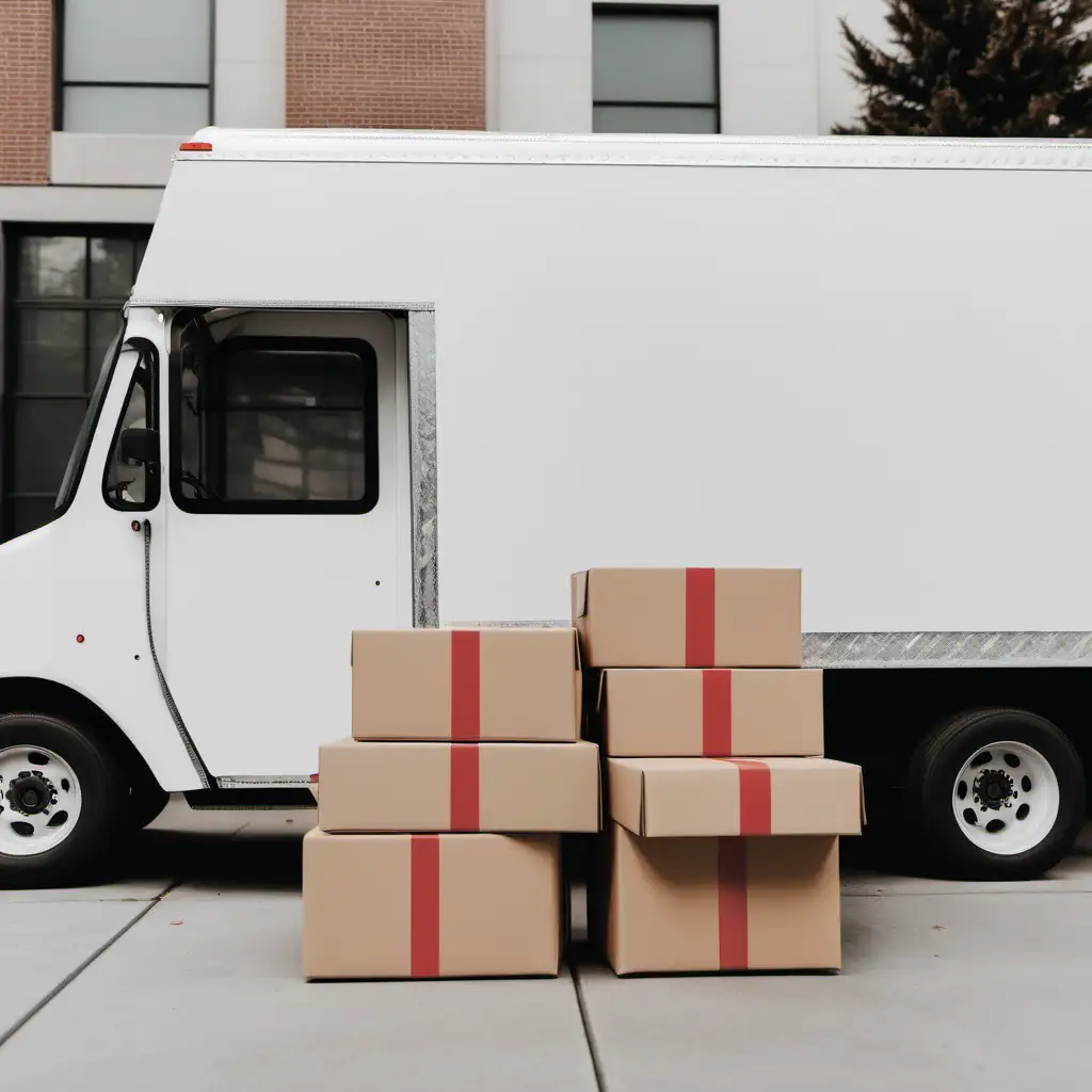 Efficient Delivery Truck with Packages on the Ground
