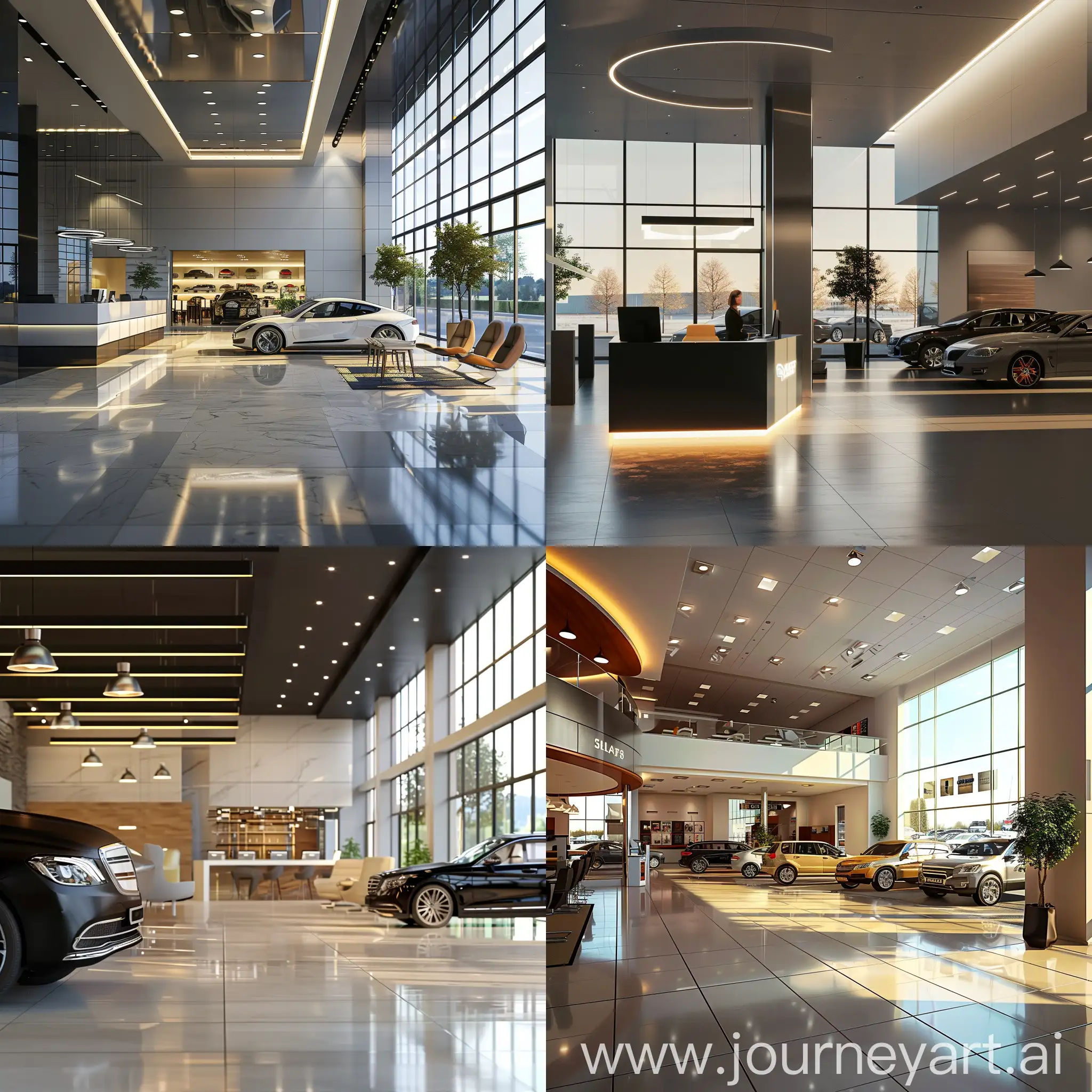 create a photorealistic image of a car dealership reception