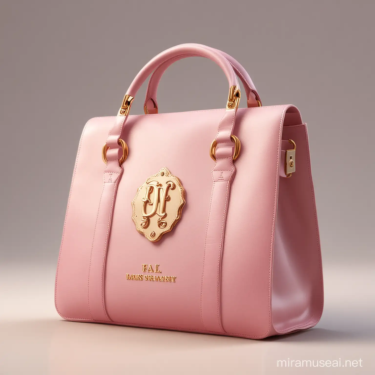 Elegant Pink and Gold Brand Bag Logo with Company Initials