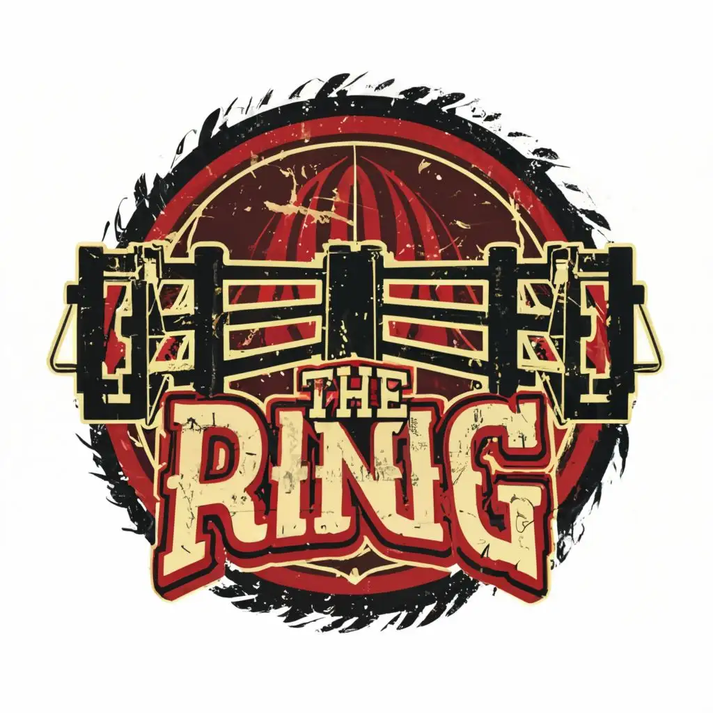 logo, boxing ring, with the text "the ring", typography, be used in Sports Fitness industry

with two fighters