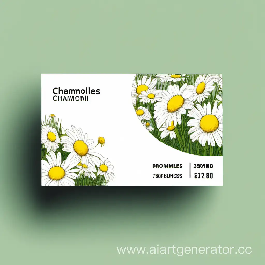 Business card with chamomiles