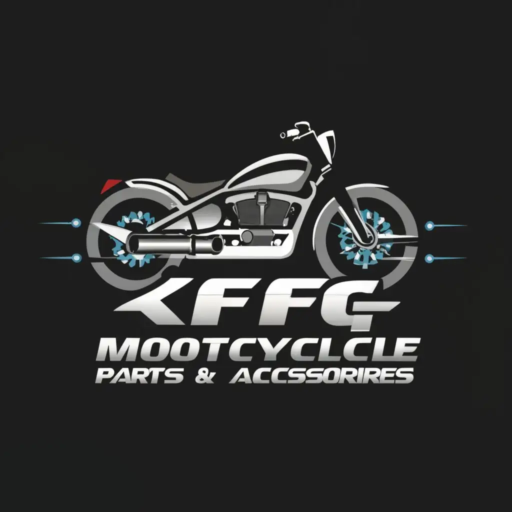 a logo design,with the text "KFG MOTORCYCLE PARTS AND ACCESSORIES", main symbol:Motorcycle,Moderate,clear background