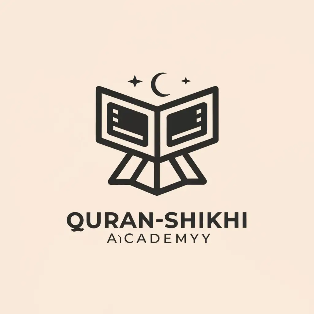 a logo design,with the text "QURAN-SHIKHI ACADEMY ", main symbol:A QURAN,Minimalistic,be used in Religious industry,clear background