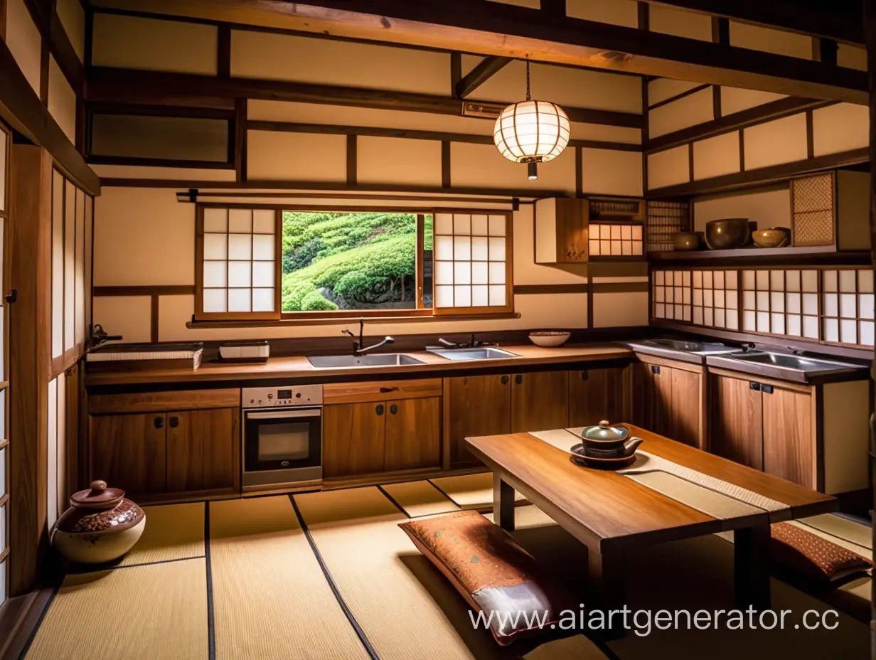Traditional-Japanese-House-Kitchen-with-Wooden-Utensils-and-Paper-Sliding-Doors