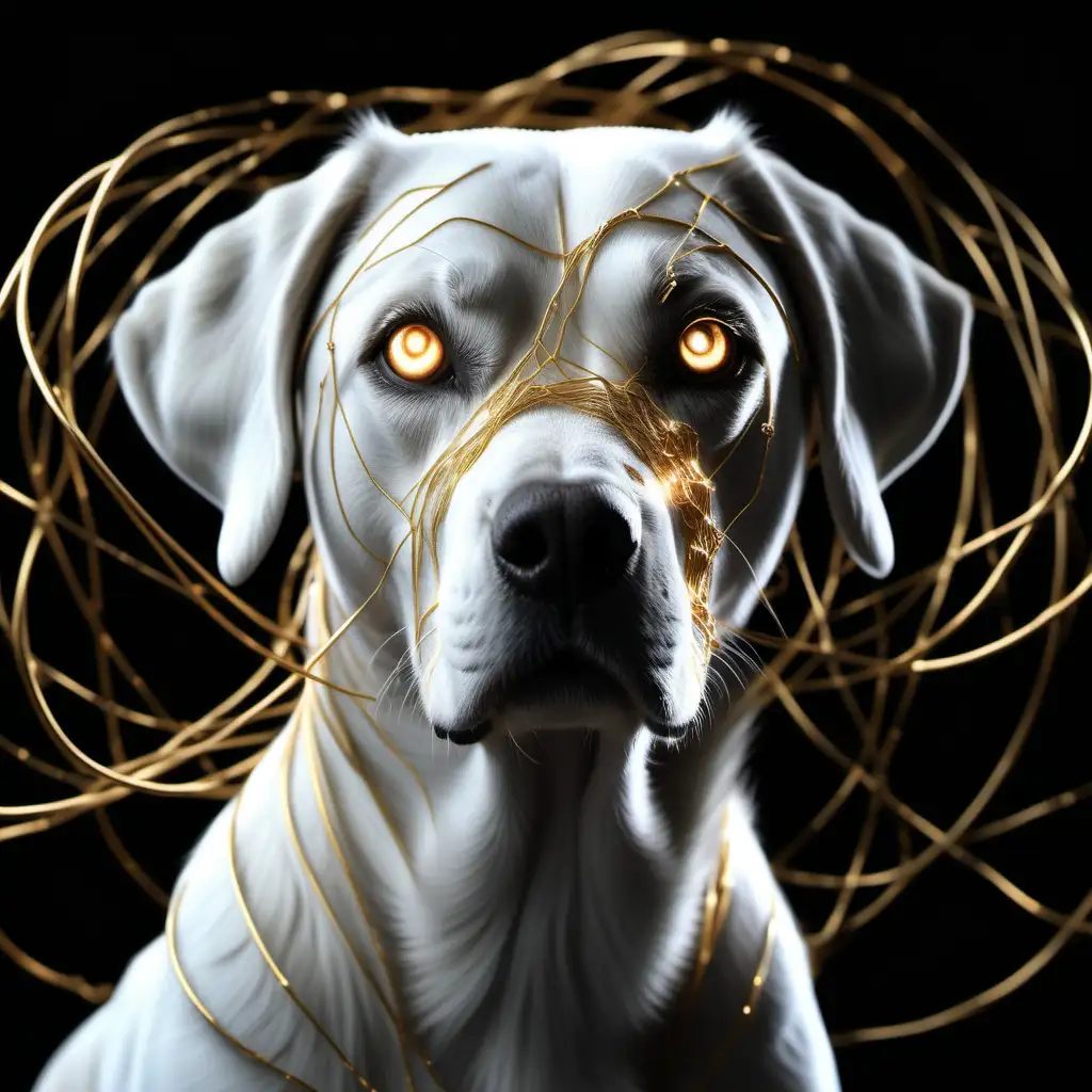 Stunning Dog Drawing Intricate 3D Nerve Network on Black Background