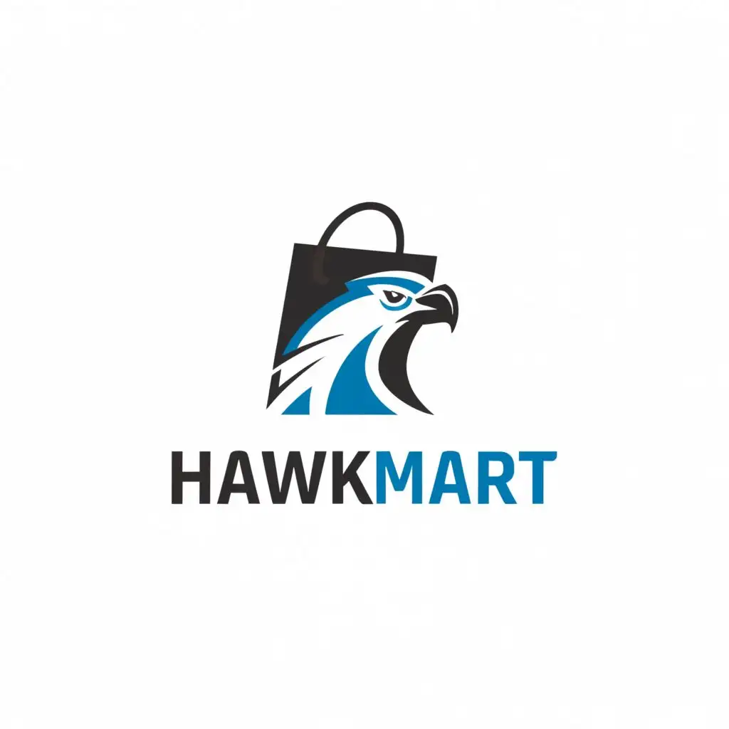 LOGO-Design-For-Hawk-Mart-Sleek-Text-with-Shopping-Bag-Symbol-on-Clear-Background
