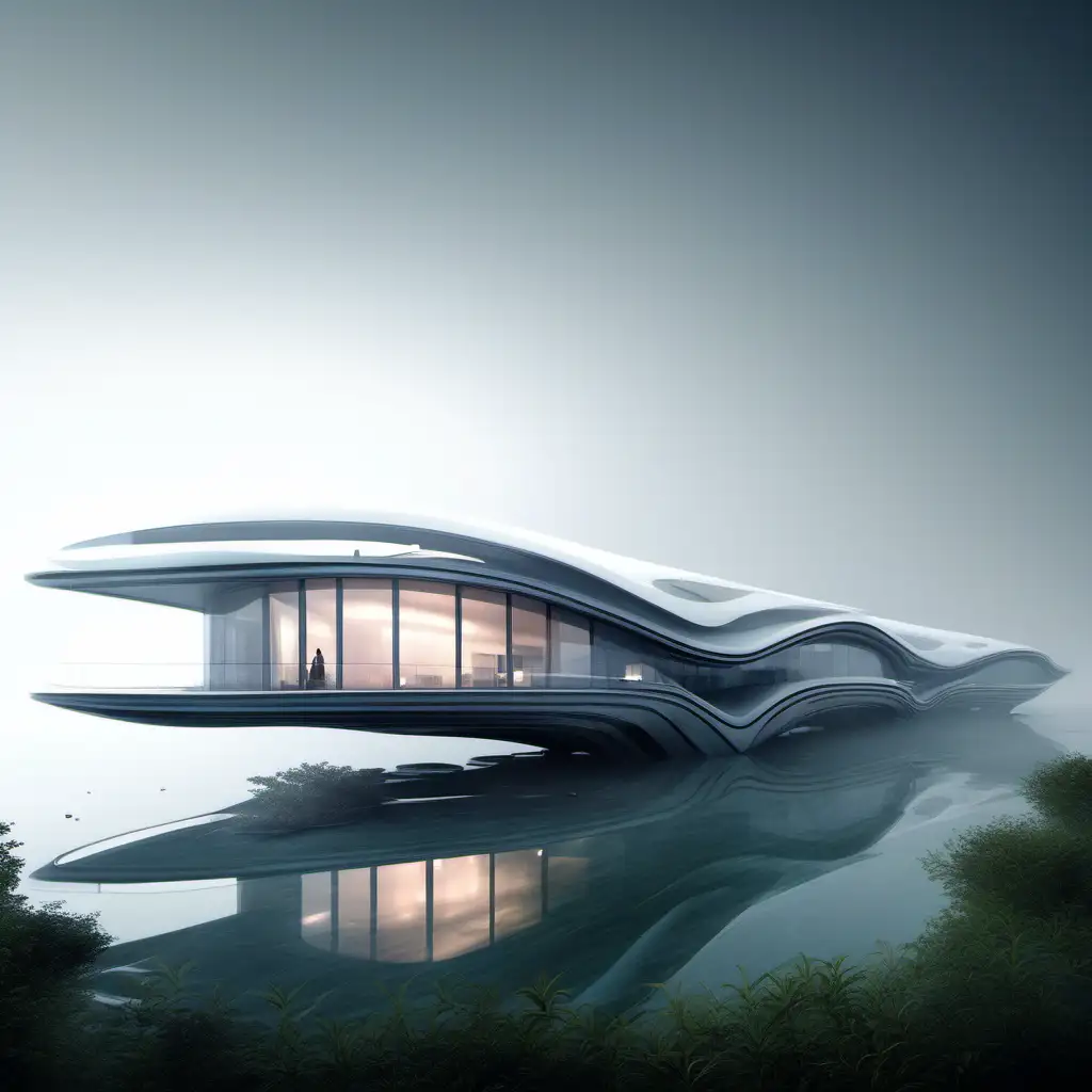 Foggy Island Living Zaha Hadid Inspired OneStory Building with 180m Perspective View