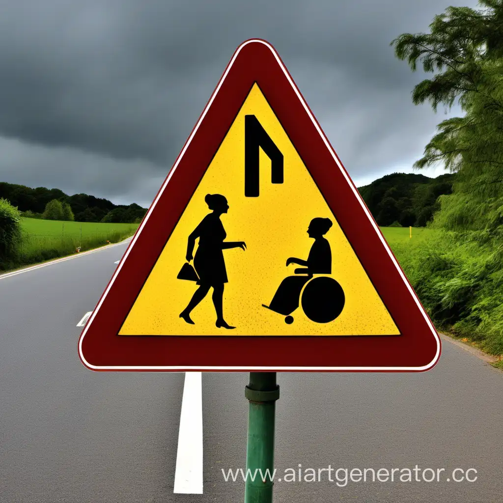 знак дорожного движения на котором нарисовано осторожно, глухие старушки!