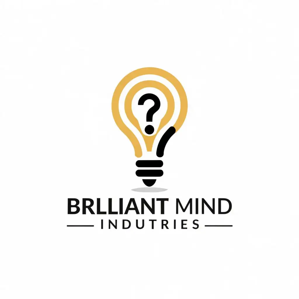a logo design,with the text "Brilliant Mind Industries", main symbol:Light bulb, Question Mark,Moderate,be used in Entertainment industry,clear background