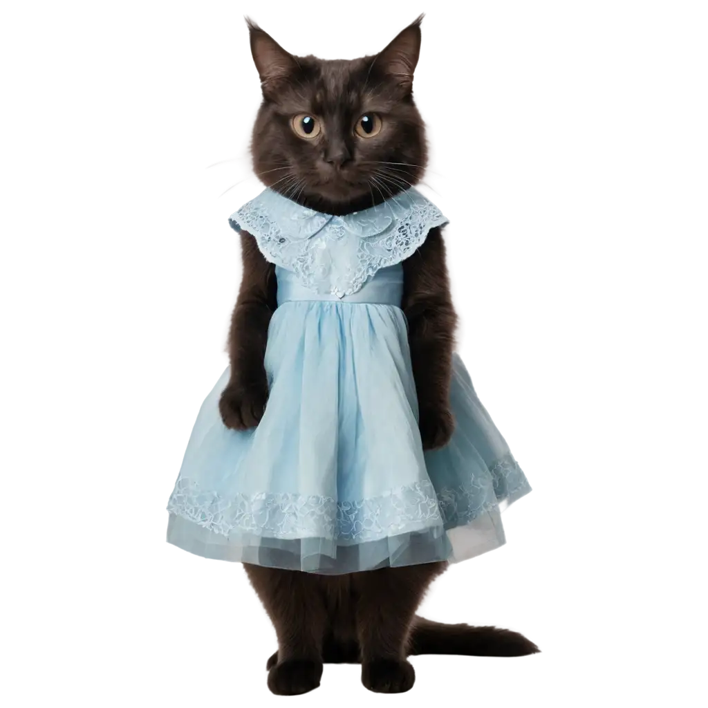 Exquisite-PNG-Art-Adorable-Cat-in-Dress-Illustration