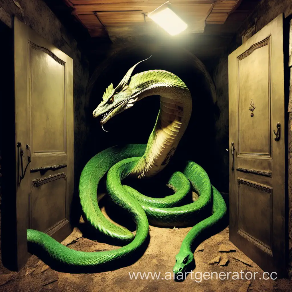 Гигантская змея василиск в тайной комнате